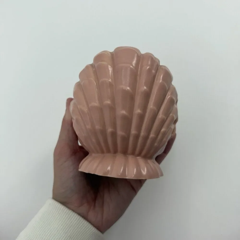 Abingdon Pottery Seashell Clamshell Pink Candle Holder USA Decor
